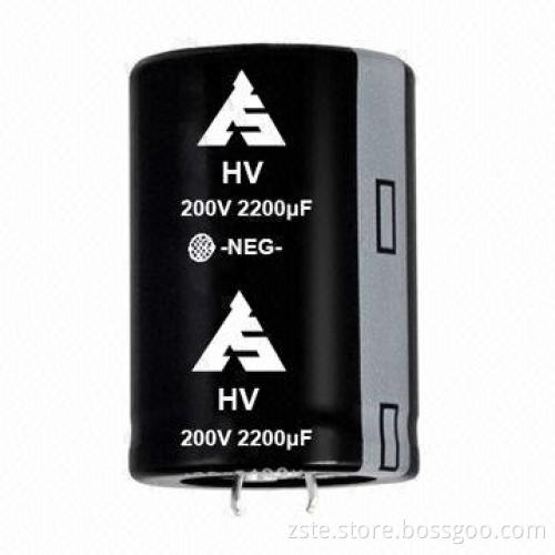 New snap-in aluminum electrolytic capacitor with wide temperature, 200V, 2200uf, 3000hrs